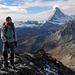 Tanja und ihr Matterhorn 4478m, das sie bestiegen hat. Bilder von der Matterhorn Tour auf: >[http://www.hikr.org/tour/post3751.html Link zum Matterhorn]