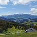 Blick von der Altkaseralm übers Spitzsteinhaus ins Kaisergebirge