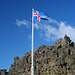 Isländische Flagge am wichtigsten Ort des Landes