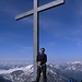 Fränzi beim Gipfelkreuz vom Gross Düssi 3256m 