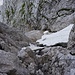 Gerade als ich das obere Ende erreicht hatte, brach der mittlere Teil des Schneefeldes ab und rutschte Geröll mitreissend nach unten. Knapp verfehlt...