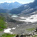 Blick von der Einsattelung: Tamboseen und Gletschermoräne