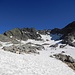 il ghiacciaio, il Surettahorn in cima e sulla sinistra il Bivacco