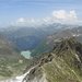 Blick von der Östlichen Kromerspitze (2843 m) zum Ausgangspunkt, dem Vermunt-Stausee. Davor der Klein Litzner, auf dessen Gipfel ein schöner Klettersteig führt