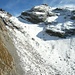 Blick zurück vom Hanghorn Westgrat aufs zuvor bestiegene Hüenderbergli (2630m) über der Fullücke (2552m). Rechts ist der runde Rotsandnollen (2700m).