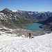 Blick zurück auf den Hohsandgletscher – gut eingeschneit Mitte Juli