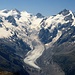 Parte del gruppo Bernina, al centro la colata glaciale che parte dalla crest'Aguzza