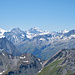 Garde de Bordon (3.309 m) - Blick zur Mont Blanc de Cheilon, Grand Combin und Mont Blanc (hinter den Aiguilles Rouges d'Arolla)