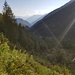 Das wunderschöne Val di Prato beim Aufstieg im Rückblick. Es dominiert der Wald...