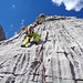SL14 - der perfekte Ausstieg. Rialto läuft in der schwarzen Rinne R oben im Bild (sozusagen 5 m weiter R von Aurora.