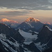 erste Sonnenstrahlen am Mont Blanc