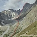 Unsere Route - aufgenommen vom Hüttenweg zum Refuge Glacier Blanc / Notre itinéraire à travers le mur - pris depuis le chemin du refuge jusqu'au Glacier Blanc