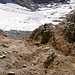 Die abgetragene Rinne zum Glacier du Monêtier. Steilheit und Länge kommen auf dem Bild nicht zur Geltung.