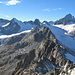 Von links Vorder Galmihorn, Hinter Galmihorn, Oberaarrothorn, Finsteraarhorn und genau davor das Oberaarhorn