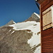 Blick zurück vom der Mischabelhütte zur Lenzspitze  4294m und Nadelhorn 4327m.