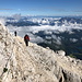 Im Aufstieg zum Mangart - Unter anderem mit den Laghi di Fusine (Weißenfelser Seen, rechts) im Hintergrund.