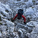 Im Aufstieg zum Mangart - In einer kleinen Klettersteig-Passage.