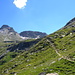 Der Weg hinauf zum Guraletschsee. Links das Guraletschorn (2908 m) und das Fanellgrätli.