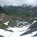 Gletscherreste nördlich des Bürkelkopfs. Abstieg über dieses Schneefeld und dann nach rechts