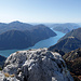 Blick vom Il Torrione, Monte Generoso, Lagodi Lugano, Damm von Melide,  Monte Boglia