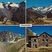 Von der Täschhütte aus erblickt man 7 Walliser Viertausender. Ansichtskarte der 1945 erbauten Täschhütte der Sektion UTO von 1975, daher die blau-weissen Zürcher Fensterläden. Der heutige Holzanbau von 2007/2008 bestand damals noch nicht