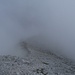 Sattel des oberen Hochjöchls. Im Nebel die stolze Kaltwasserkarspitze.