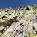 Im Abstieg von der Świnica / Svinica - Rückblick, noch in der Nähe des Gipfels (oben links).