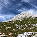 Im Aufstieg zum Grintovec (čez Streho) - Blick in Richtung Gipfel, der von hier aus aber noch durch den relativ markanten "Felsbuckel" verdeckt ist.