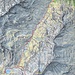 Karte mit eingezeichneter Route meine Besteigung vom Piz Timun ünder den Südwestgrat. Die Route ist der Normalweg auf den Piz Timun.