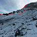 Blick von Geeri zur Fromberghore WNW-Flanke und zum NW-Grat, dessen untere Felsabbrüche SW umgangen werden können