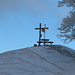 Gipfelkreuz Schnebelhorn. Es war nicht einladend dort eine Pause zu machen.