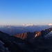 Rückblick zu den Wallisern. Das Weisshorn sticht wieder mal hervor.