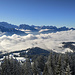Aussicht vom Flügespitz auf das Nebelmeer.