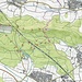 Karte mit der begangenen Route (Kartengrundlange: opentopomap.org). Einige Grabhügel sind auf dieser Karte eingezeichnet. Wenn man die Original-Karte online weiter vergrößert, erscheinen noch weitere Grabhügel, und viele weitere Grabhügel hat man wohl noch gar nicht entdeckt.