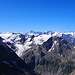 Blick vom Gipfel auf den Triftgletscher und ein paar bekannte Hörner