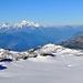 Sicht zum Glacier de la Morte und im Hintergrund das Mont Blanc-Gebirge