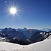 Sicht zum Gemmipass im Hintergrund die Walliser-Prominenz