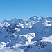 <b>Piz Bernina (4049 m).<br />Il panorama mi offre una quantità incredibile di montagne; la più seducente delle quali è il Piz Bernina con il famoso Biancograt.  </b>