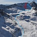 Felssturz vom Okt. 2020 und von der Kantonspolizei St. Gallen empfohlene alternative Ski-Aufstiegsroute (Copyright: Kantonspolizei St. Gallen)