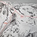 Unsere Route von Süden: Aufstieg von der Puntegliashütte und die Porta da Gliems über die Route 809a, Abfahrt ins Val Russein über Route 809b (Luftbild: Die schönsten Skitouren der Schweiz, F. Scanavino et al., SAC-Verlag 2003, S. 503) 