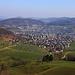 Foto zum einjährigen Jubiläum des Gipfelbuches auf der Schauenburgfluh vom 1.3.2021:<br /><br />Aussicht vom Bruederholde auf Frenkendorf (333m) und Füllinsdorf (330m). Oberhalb Füllinsdorf sind die Hügel Alteberg (530m) und Elbisberg (529m).