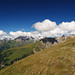 Blick Richtung Granatspitzgruppe, davor rechts das Figerhorn im Wolkenschatten, rechts daneben die Freiwandspitze