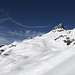 Rückblick zum Hockenhorn und die steile Pistenabfahrt