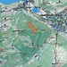 Ein Kartenausschnitt: Unsere Route: Friedhof - Kanzel - Immenstädter Horn - Alpe-Alp - Steigbachtal - Tobel im Steigbachtal - Friedhof