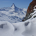 Das Matterhorn ist nun ein ständiger Begleiter der Abfahrt.
