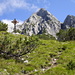 der Gipfel des Halltaler Zunterkopfes, alias Hüttenspitze ist erreicht. Hinten die Große Wechselspitze, unser Hauptziel; kleine Wechselspitze rechts
