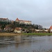 Blick nach Pirna mit dem Schloss Sonnenstein und der Stadtkirche
