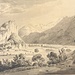 Blick von Trübbach zum Ellhorn mit dem unkorrigierten Alpenrhein (Heinrich Schilbach, 1817)