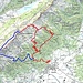 Rot: die begangene Route<br />Blau: die ich nach der Stauberen machen wollte