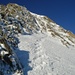 Gipfelaufbau mit Aufstieg rechts vom Grat (besser wäre auf dem Grat)